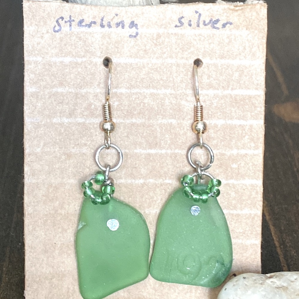 Ale 8 beach glass ear rings